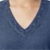  Ladies' V-Neck Lace Top, Blue, X-Small