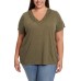  Ladies' V-Neck Lace Top, Green, XX-Large