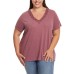 Ladies' V-Neck Lace Top, Red, Medium