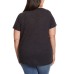  Ladies' V-Neck Lace Top, Black, X-Small