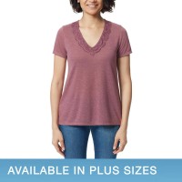 Ella Moss Ladies' V-Neck Lace Top, Red, Medium