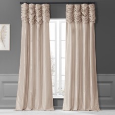 Exclusive Fabrics & Furnishings Ruched Taffeta 50″ x 108″ Curtain Panel, Antique Beige