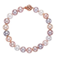 Freshwater Cultured 8-8.5mm Pink Multi Color Pearl 14kt Rose Gold Bracelet