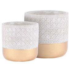 Geometric Cement Plant Pots by Inspirella, 2 Pack