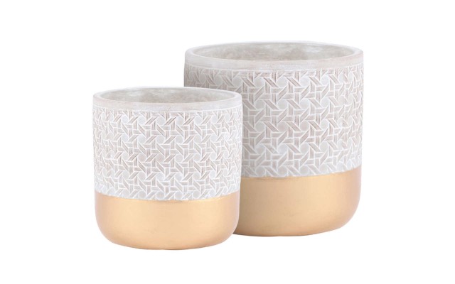 Geometric Cement Plant Pots by Inspirella, 2 Pack