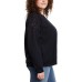  Ladies' Pullover with Lace, Black, 2X
