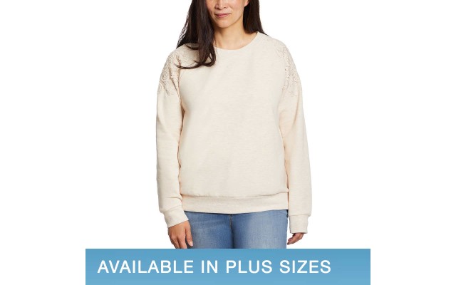  Ladies' Pullover with Lace, Cream, 2X
