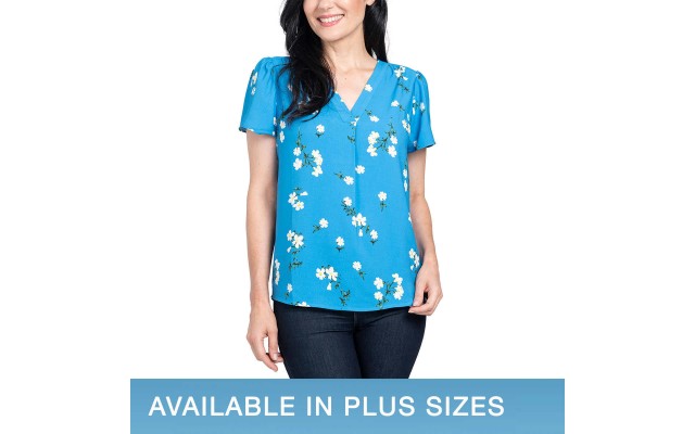  Ladies' V-Neck Blouse, Black, Large