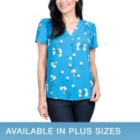 Hilary Radley Ladies' V-Neck Blouse, Green, Small