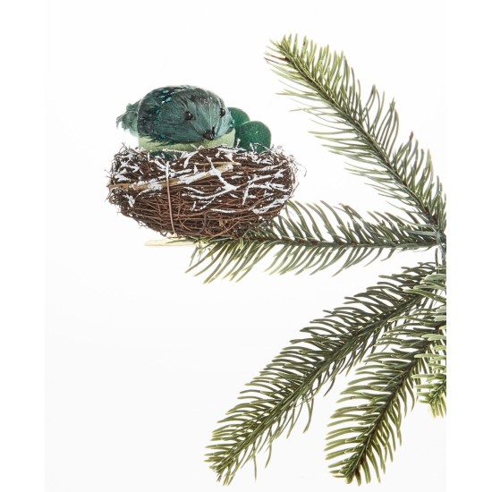  Birds & Boughs Plastic Feather Bird & Eggs in Nest Ornament