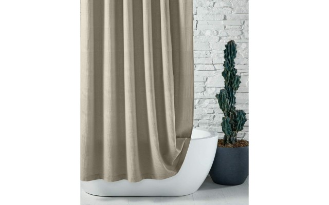  Waffle Weave Cotton 72″x 72″ Shower Curtain, Beige