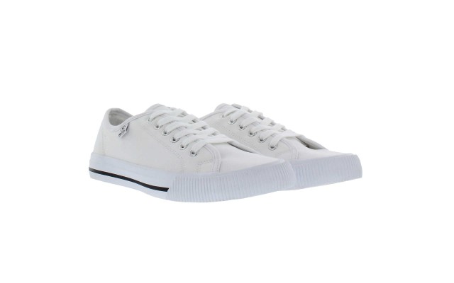  Ladies' Lace-Up Canvas Shoe, White, 6