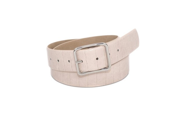 Inc Croc-Embossed Panel Belt, Taupe, Large