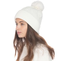 INC International Concepts Beanie With 2 Interchangeable Poms (White, One Size)