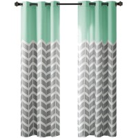 Intelligent Design Alex 42″ x 84″ Colorblock Chevron Print Insulated Curtain Set