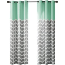 Intelligent Design Alex 42″ x 84″ Colorblock Chevron Print Insulated Curtain Set