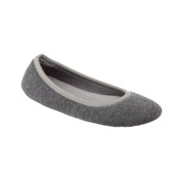 Isotoner Women’s Jillian Jersey Knit Ballerina Slippers, Gray, Small