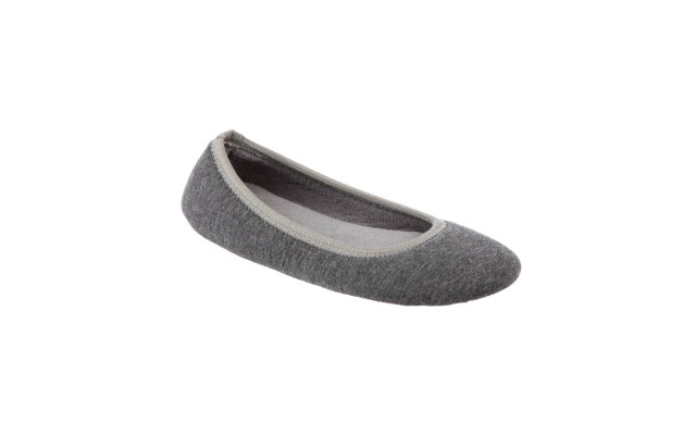  Women’s Jillian Jersey Knit Ballerina Slippers, Gray, Small