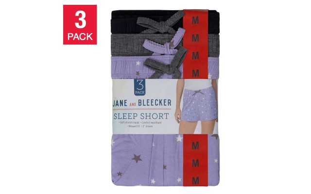 Jane and Bleecker Ladies' Short Set, 3-pack, Black, Large