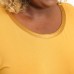  Ladies' Satin Collar Top, Yellow, 2X
