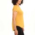  Ladies' Satin Collar Top, Yellow, 2X