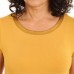  Ladies' Satin Collar Top, Yellow, 2X