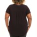  Ladies' Satin Collar Top, Black, 3X