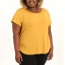  Ladies' Satin Collar Top, Yellow, 2X