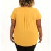  Ladies' Satin Collar Top, Yellow, 2X