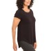  Ladies' Satin Collar Top, Black, 3X