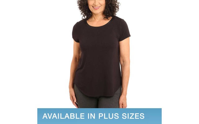  Ladies' Satin Collar Top, Black, 3X