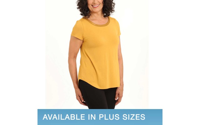  Ladies' Satin Collar Top, Yellow, 2X