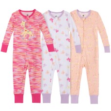 Kids Headquarters Kids' 3-pack Cotton Sleepers, Giraffe