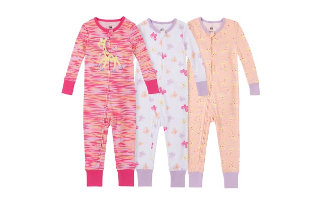 Kids Headquarters Kids' 3-pack Cotton Sleepers, Giraffe, One Color, 12 Months