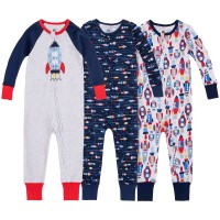 Kids Headquarters Kids' 3-pack Cotton Sleepers, Rocket, One Color, 18 Months