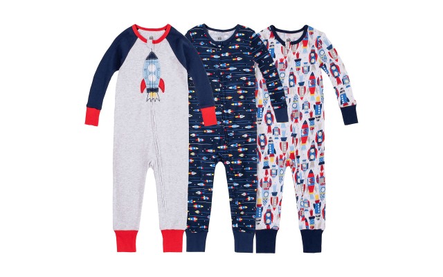 Kids Headquarters Kids' 3-pack Cotton Sleepers, Rocket, One Color, 9 Months
