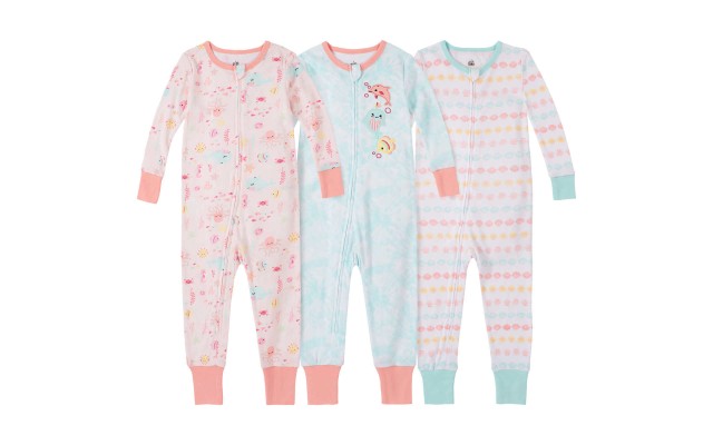 Kids Headquarters Kids' 3-pack Cotton Sleepers, Sea Creatures, One Color, 9 Months