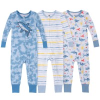 Kids Headquarters Kids' 3-pack Cotton Sleepers, Shark, One Color, 18 Months
