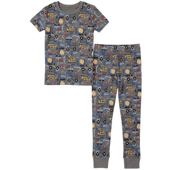 Kids Headquarters Kids' 6-piece Cotton PJ Set, Construction, One Color, 8