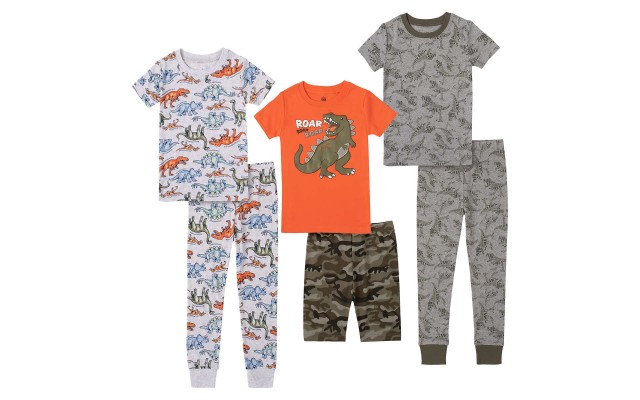 Kids Headquarters Kids' 6-piece Cotton PJ Set, Dino, One Color, 2T