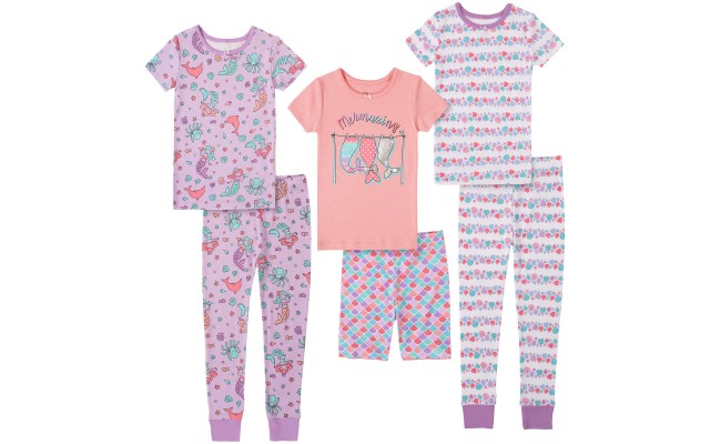 Kids Headquarters Kids' 6-piece Cotton PJ Set, Mermaid, One Color, 2T