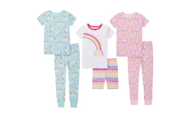 Kids Headquarters Kids' 6-piece Cotton PJ Set, Unicorn, One Color, 2T