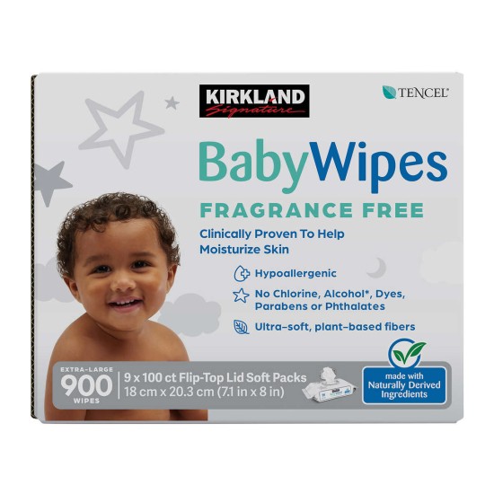  Baby Wipes Fragrance Free, 900-count
