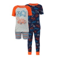 Kirkland Signature Kids' 4-piece Cotton PJ Set, Construction, One Color, 8