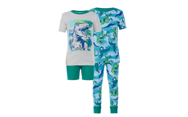  Kids' 4-piece Cotton PJ Set, Dino, One Color, 6