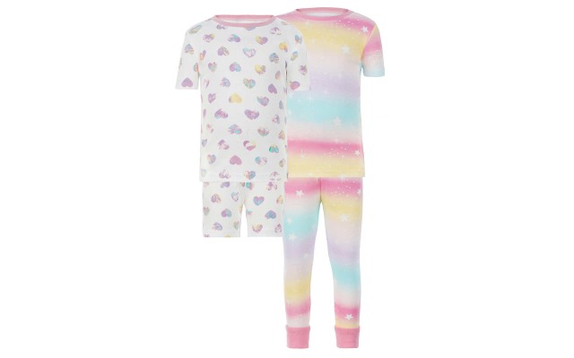  Kids' 4-piece Cotton PJ Set, Hearts, One Color, 3T