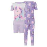 Kirkland Signature Kids' 4-piece Cotton PJ Set, Unicorn, One Color, 10
