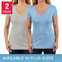 Kirkland Signature Ladies' V-Neck Tee, 2-pack, Gray, Medium