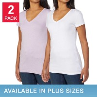 Kirkland Signature Ladies' V-Neck Tee, 2-pack, Purple, Small