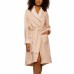  Ladies' Fleece Lined Robe, Tan, Large